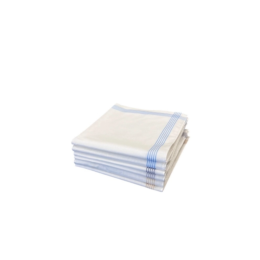 Lot de 6 mouchoirs en coton jumel 40x40 cm - Fond blanc avec rayures colorées, doux, réutilisables et élégants pour quotidien
