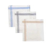 Lot de 6 mouchoirs en coton jumel 40x40 cm - Fond blanc avec rayures colorées, doux, réutilisables et élégants pour quotidien