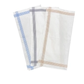 Lot de 6 mouchoirs en coton jumel 40x40 cm - Fond blanc avec rayures colorées, doux, réutilisables et élégants pour quotidien