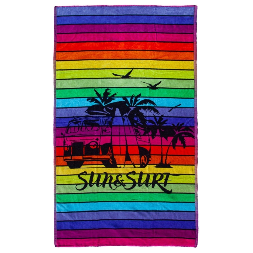Serviette de plage Van Multicolore 90x170 cm 100% coton Jacquard