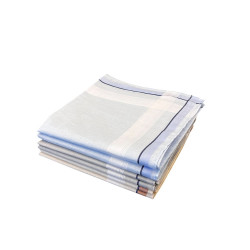 Pile pour Lot de 6 Mouchoirs en tissu Beige, Gris et Bleu coton 40x40 cm
