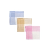 Lot de 6 mouchoirs femme 100 % coton 28x28 cm - Doux, absorbants, pratiques et colorés bleu, rose et beige