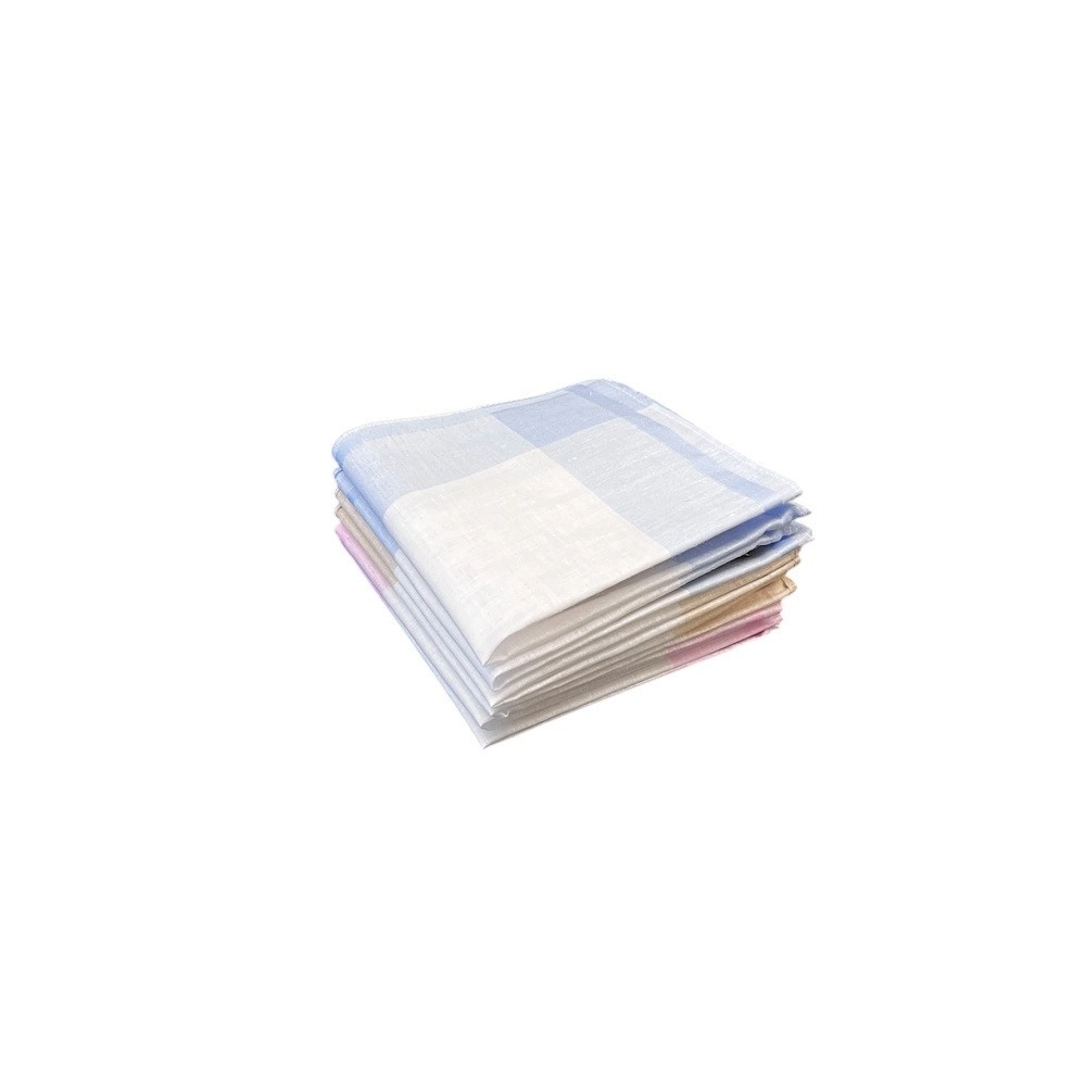 Lot de 6 mouchoirs femme 100 % coton 28x28 cm - Doux, absorbants, pratiques et colorés bleu, rose et beige