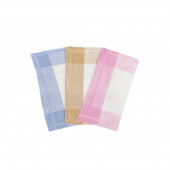 3 mouchoirs carrés Lot de 12 Mouchoirs Bleu, Rose et Beige coton 28x28 cm