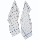 Lot de 2 torchons professionnels Cali 70x70 cm coton et lin à carreaux - Haute absorption, usage cuisine hôtellerie, 0 trace