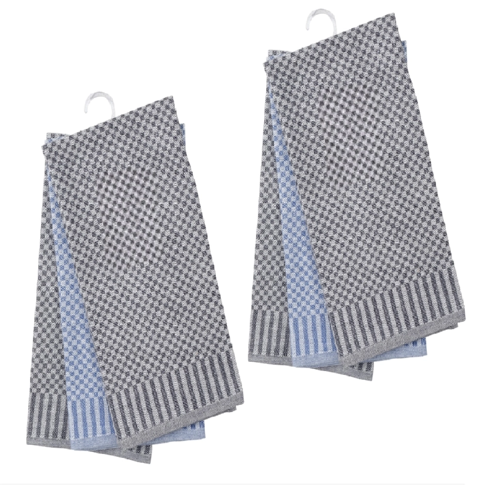Lot de 6 torchons professionnels Yoko 100 % coton 70x70 cm - Haute absorption, fils teints, idéal bars, hôtels et restaurants