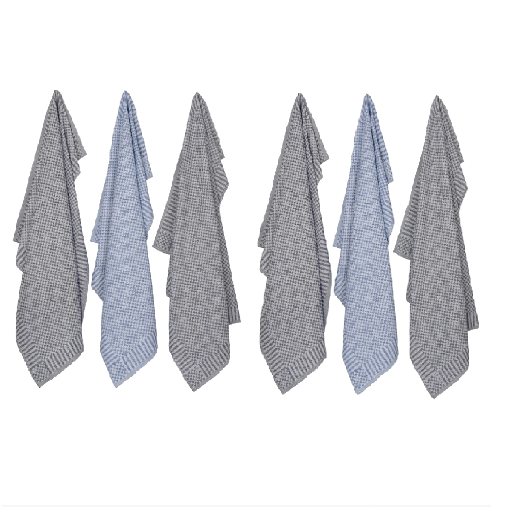 Lot de 6 torchons professionnels Yoko 100 % coton 70x70 cm - Haute absorption, fils teints, idéal bars, hôtels et restaurants