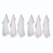 Lot de 6 torchons professionnels Classique en coton et lin 70x70 cm - Absorption et résistance pour usage intensif exigent
