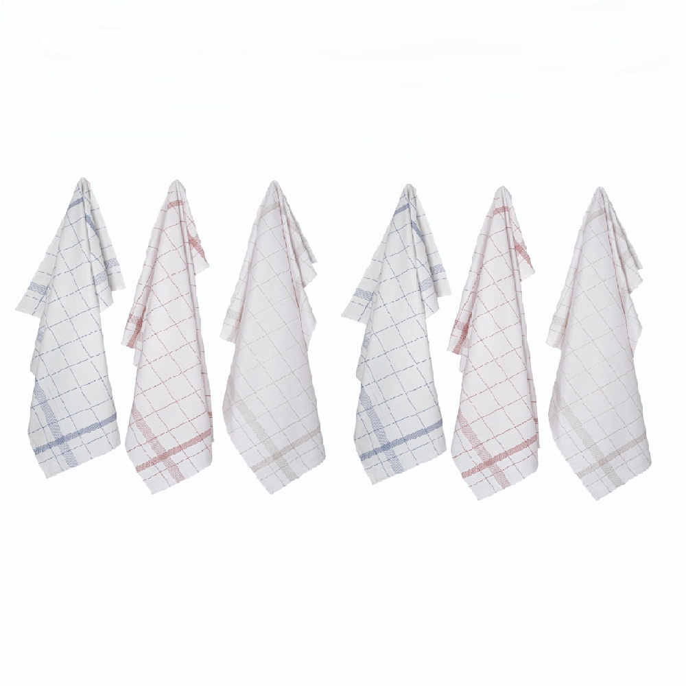 Lot de 6 torchons professionnels Classique en coton et lin 70x70 cm - Absorption et résistance pour usage intensif exigent