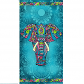 Serviette de plage éléphant coloré sur fond bleu foncé 90x170cm