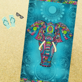 Visuel plage serviette éléphant fond bleu foncé 90x170cm