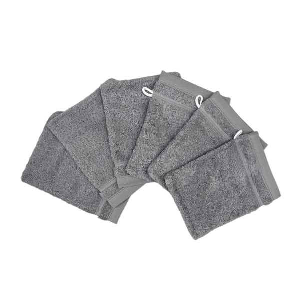 Lot de 6 gants de toilette 100 % coton 550 g/m² - Douceur, absorption et praticité, 20x15 cm, idéales pour un usage quotidien