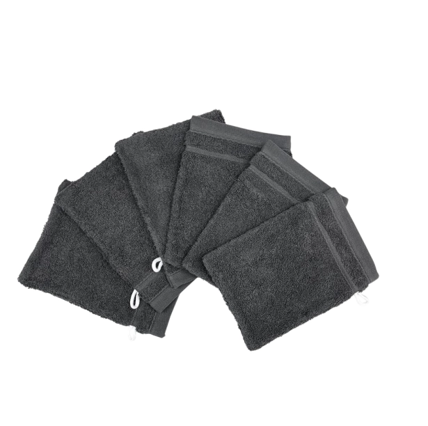 Lot de 6 gants de toilette 100 % coton 550 g/m² - Douceur, absorption et praticité, 20x15 cm, idéales pour un usage quotidien