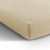 Visuel mis sur le coin du lit drap housse jersey beige