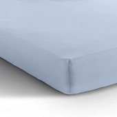 Visuel mis sur le coin du lit drap housse jersey bleu