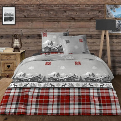 Parure de draps Chalet 3 à 4 pièces, esprit montagnes sur fond d'ambiance