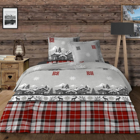 Parure de draps Chalet 3 à 4 pièces, esprit montagnes sur fond d'ambiance