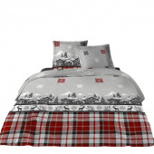 Visuel parure de draps Chalet esprit montagne, parure de draps 3 à 4 pièces sur fond blanc