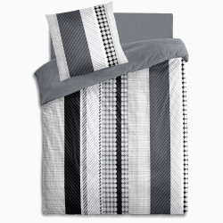 Visuel parure de drap 3 à 4 pièces géométriques gris une place, grise et blanche moderne