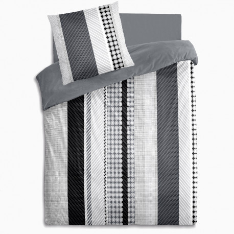 Visuel parure de drap 3 à 4 pièces géométriques gris une place, grise et blanche moderne