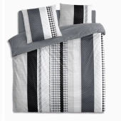 Parure de draps Géométrique Gris 100 % coton 57 fils - Motif graphique moderne noir gris blanc, style contemporain