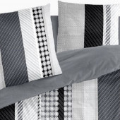 Visuel zoom taies d'oreillers parure de draps géométrique gris 3 à 4 pièces grise et blanche