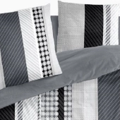 Parure de draps Géométrique Gris 100 % coton 57 fils - Motif graphique moderne noir gris blanc, style contemporain