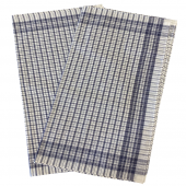 Visuel sur fond blanc de lot de 10 mouchoirs romain blanc et bleu quadrillé à petit carreaux 100% coton