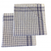 Visuel sur fond blanc de lot de 10 mouchoirs romain blanc et bleu quadrillé à mpetit carreaux 100% coton