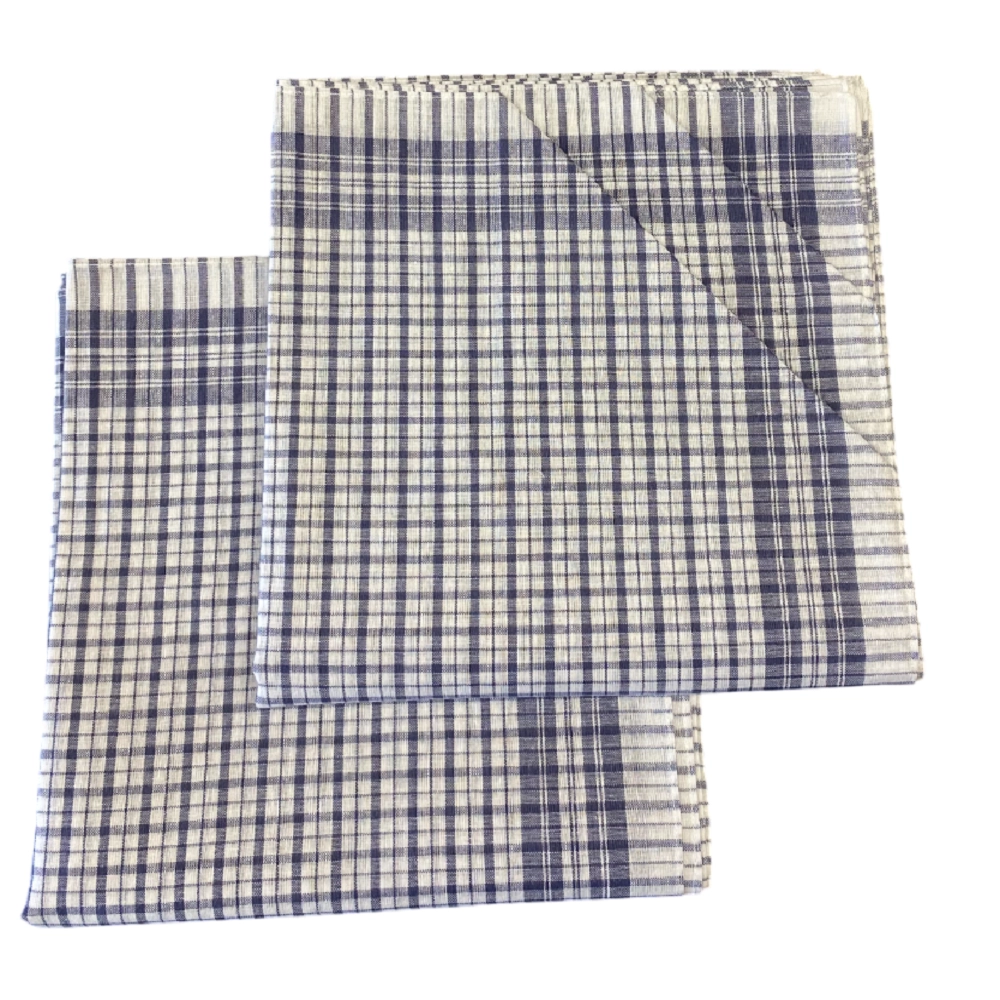 Lot de 10 Mouchoirs Romain à carreaux bleu et blanc - 100% coton - Doux et écologique - 50x50