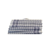 Lot de 10 Mouchoirs Romain à carreaux bleu et blanc - 100% coton - Doux et écologique - 50x50