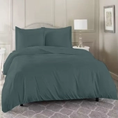 Housse de couette 240x280 cm 100 % percale 80 fils/cm² + 2 taies 50x70 cm - Finition bouteille, douce, respirante et durable