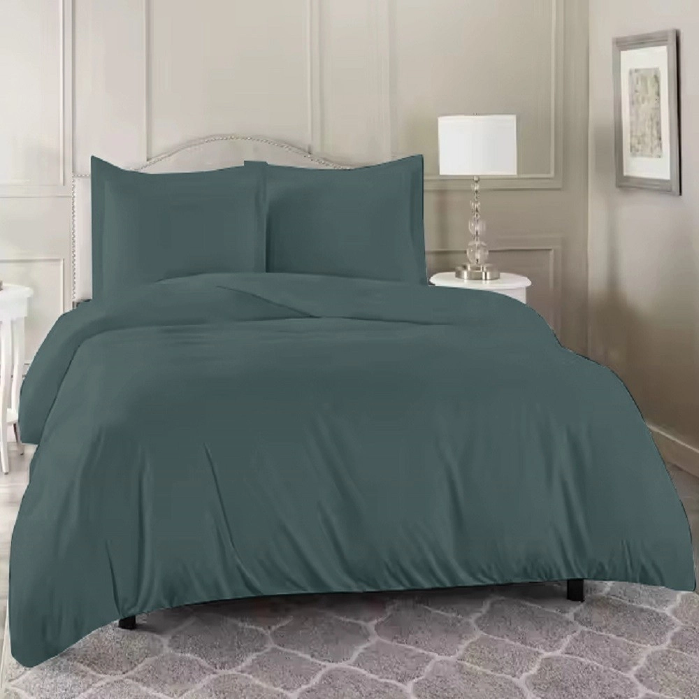 Housse de couette 240x280 cm 100 % percale 80 fils/cm² + 2 taies 50x70 cm - Finition bouteille, douce, respirante et durable