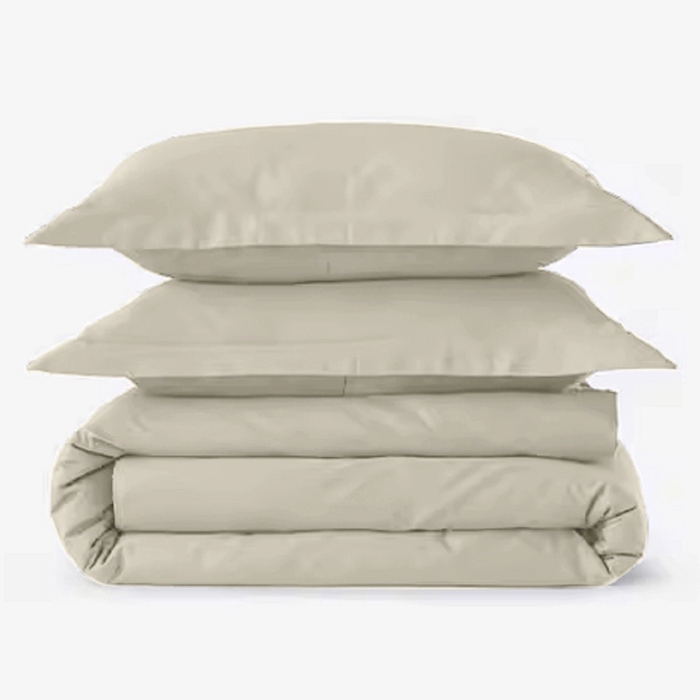 Housse de couette 240x280 cm 100 % percale 80 fils/cm² + 2 taies 50x70 cm - Finition bouteille, douce, respirante et durable