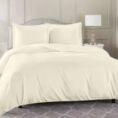 Housse de couette 240x280 cm 100 % percale 80 fils/cm² + 2 taies 50x70 cm - Finition bouteille, douce, respirante et durable