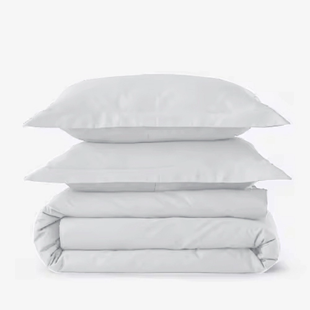 Housse de couette 240x280 cm 100 % percale 80 fils/cm² + 2 taies 50x70 cm - Finition bouteille, douce, respirante et durable