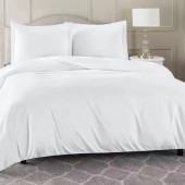 Housse de couette 240x280 cm 100 % percale 80 fils/cm² + 2 taies 50x70 cm - Finition bouteille, douce, respirante et durable