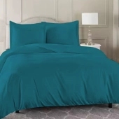Housse de couette 240x280 cm 100 % percale 80 fils/cm² + 2 taies 50x70 cm - Finition bouteille, douce, respirante et durable