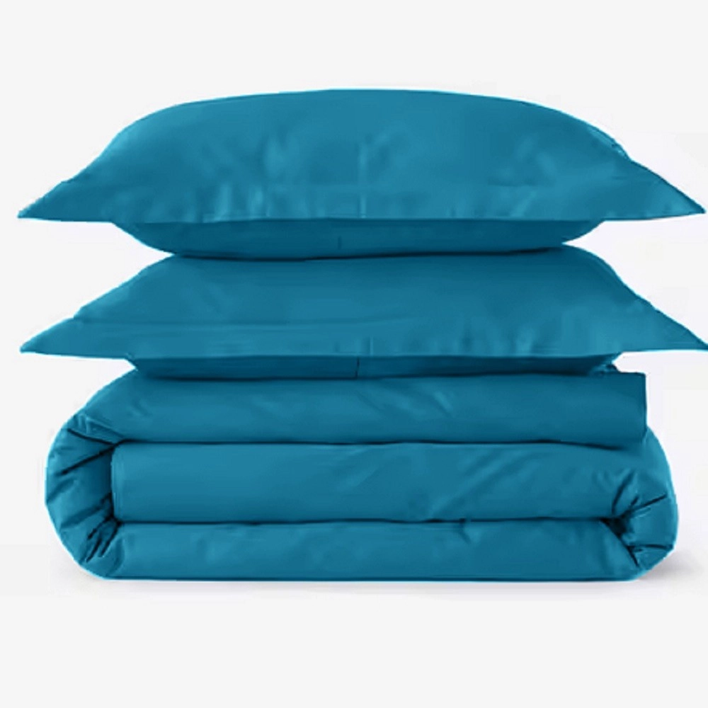 Housse de couette 240x280 cm 100 % percale 80 fils/cm² + 2 taies 50x70 cm - Finition bouteille, douce, respirante et durable