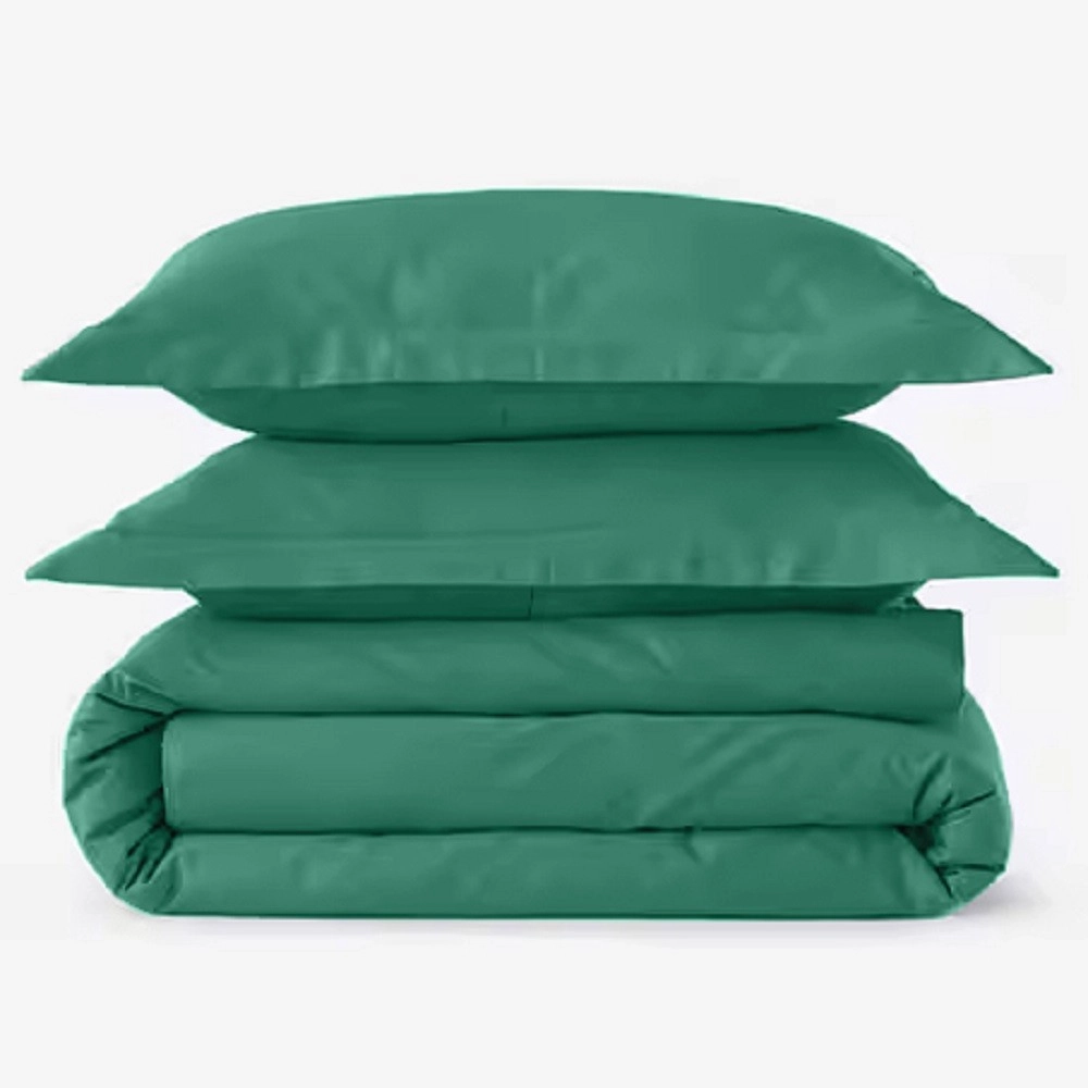 Housse de couette 240x280 cm 100 % percale 80 fils/cm² + 2 taies 50x70 cm - Finition bouteille, douce, respirante et durable