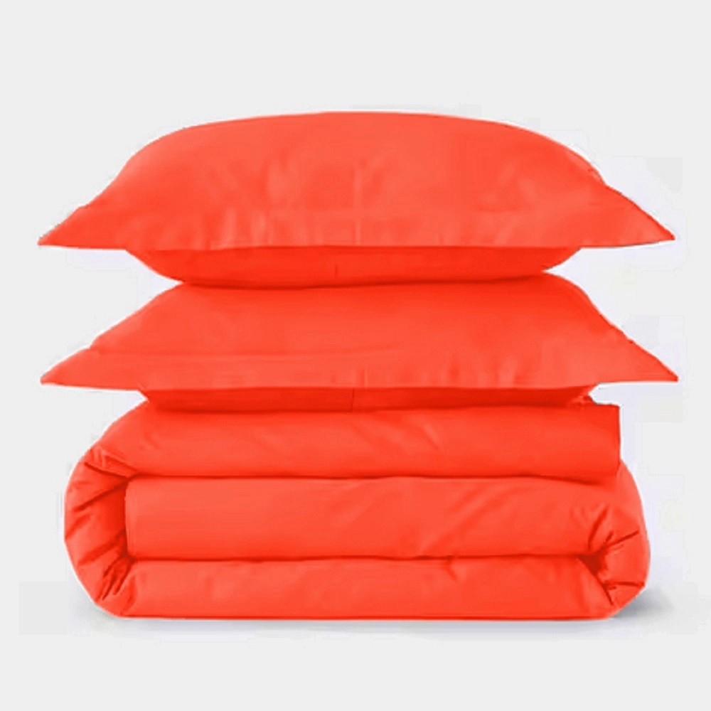 Housse de couette 240x280 cm 100 % percale 80 fils/cm² + 2 taies 50x70 cm - Finition bouteille, douce, respirante et durable