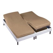 Drap housse chausson 2x80x200 cm couleur taupe - 100 % coton 57 fils, fabrication française, spécial matelas articulé
