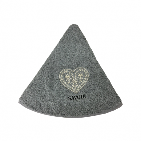 Essuie Main Rond Cœur Gris