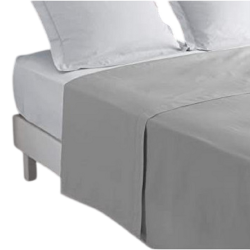 Drap plat 270x325 gris souris grandes dimensions fond blanc