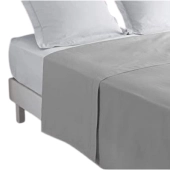 Drap plat gris souris 270x325 cm en coton 57 fils - Doux, résistant et respirant, qualité française, pour grand lit 2 places