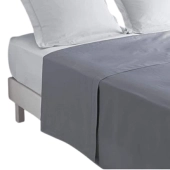 Drap plat 270x325 cm gris anthracite en coton - Tissage 57 fils, doux, respirant et résistant pour grand lit double