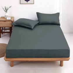 Drap housse light grey 100% coton 57 fils visuel d'ambiance