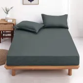 Drap housse uni 100% Coton 57 fils grand bonnet 30 cm - idéal pour s'accorder à vos housses de couette montagne - confort