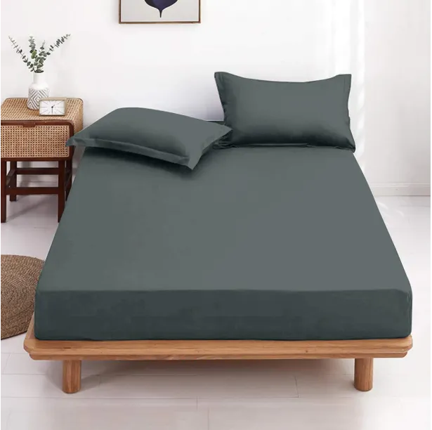 Drap housse uni 100% Coton 57 fils grand bonnet 30 cm - idéal pour s'accorder à vos housses de couette montagne - confort