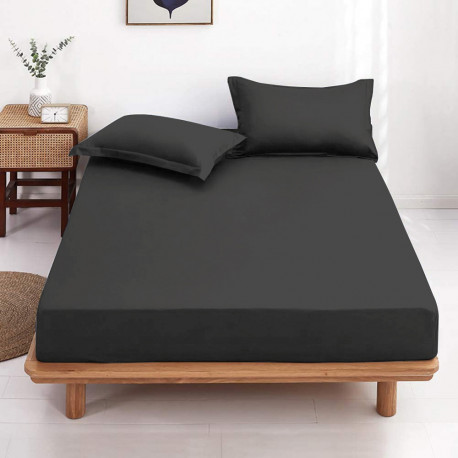 Drap housse medium grey 100% coton 57 fils visuel d'ambiance